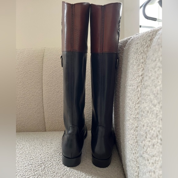 Frye Melissa Boot, Monogram Logo, Cognac/Black, Size 7.5 - Picture 6 of 9